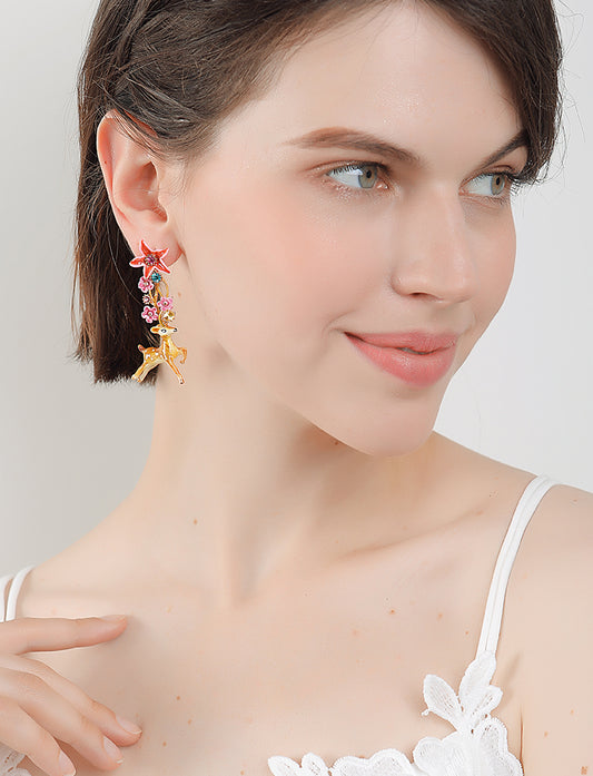 Unique Swarovski Reindeer Christmas Earrings