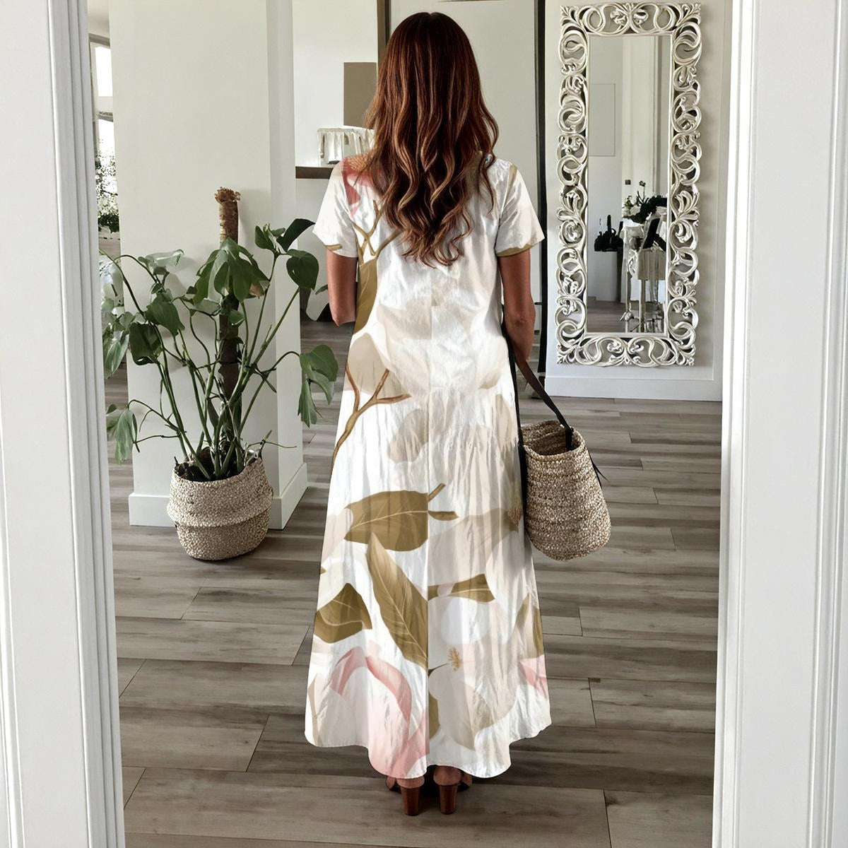 119 Couture Haute Branded Women's Long White Floral Dress