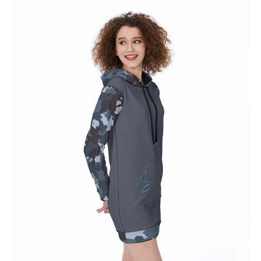 02 Couture Haute Women's Blue Camouflage Long Hoodie