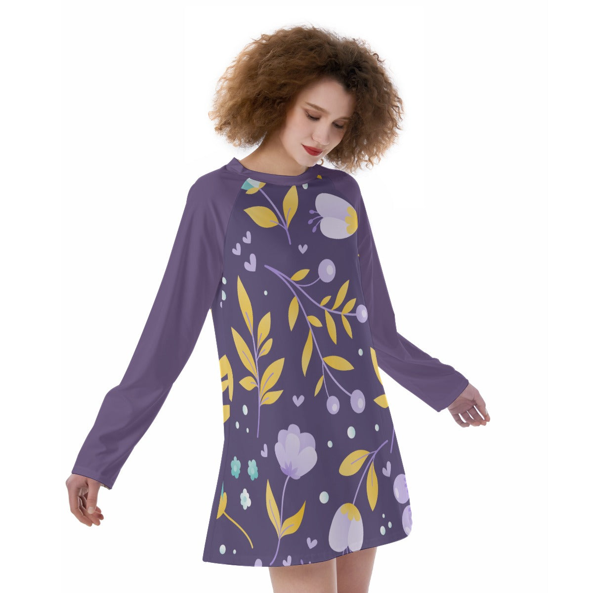 43 Couture Haute Women's Purple Floral Raglan Sleeve Dress