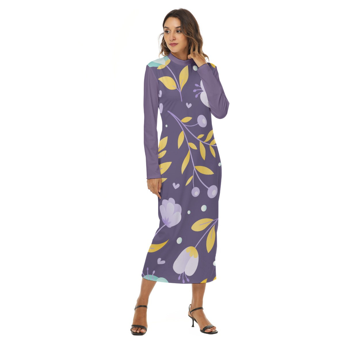 44 Couture Haute Women's Purple Floral Hip Dress