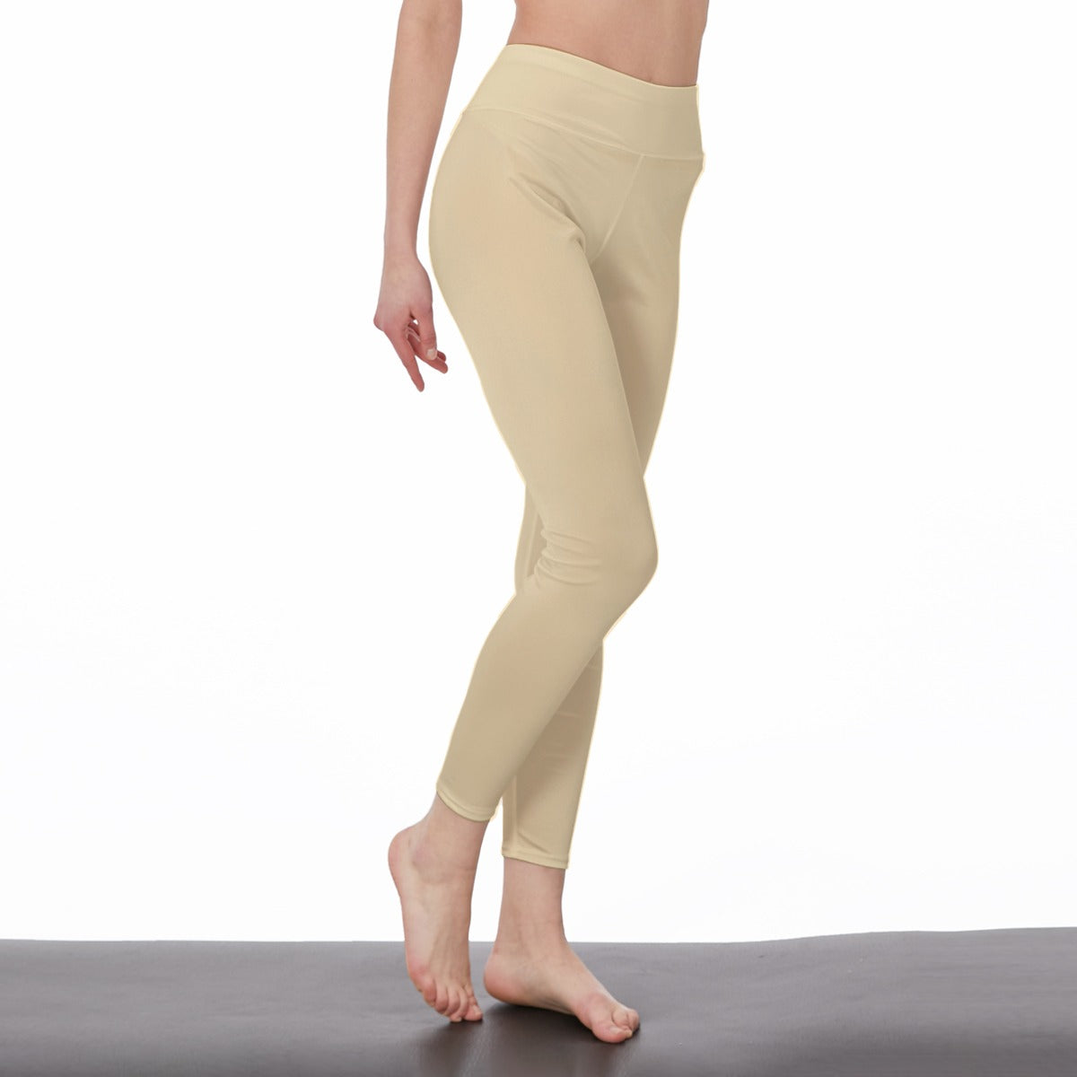 83 Couture Haute Women's Beige High Waist Leggings | Side Stitch Closure