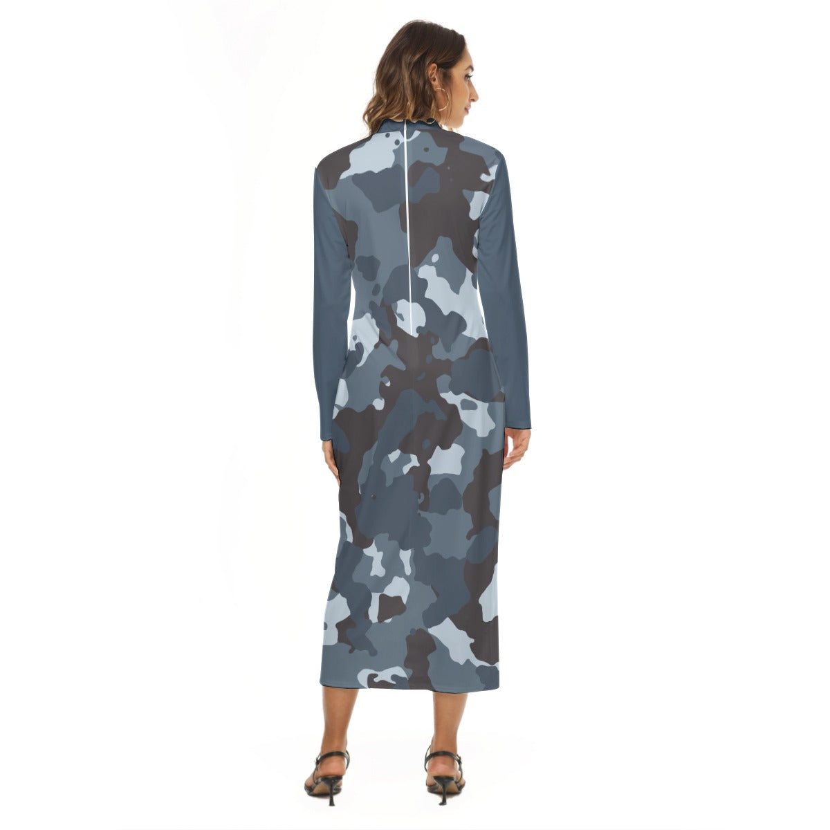 22 Couture Haute Women's Blue Camouflage Mid Hip Dress