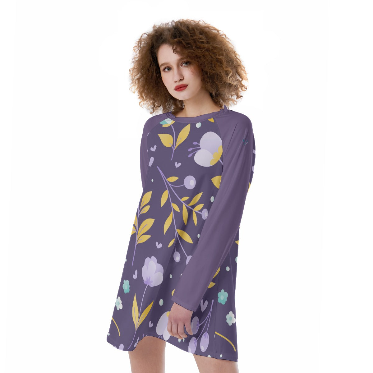 43 Couture Haute Women's Purple Floral Raglan Sleeve Dress