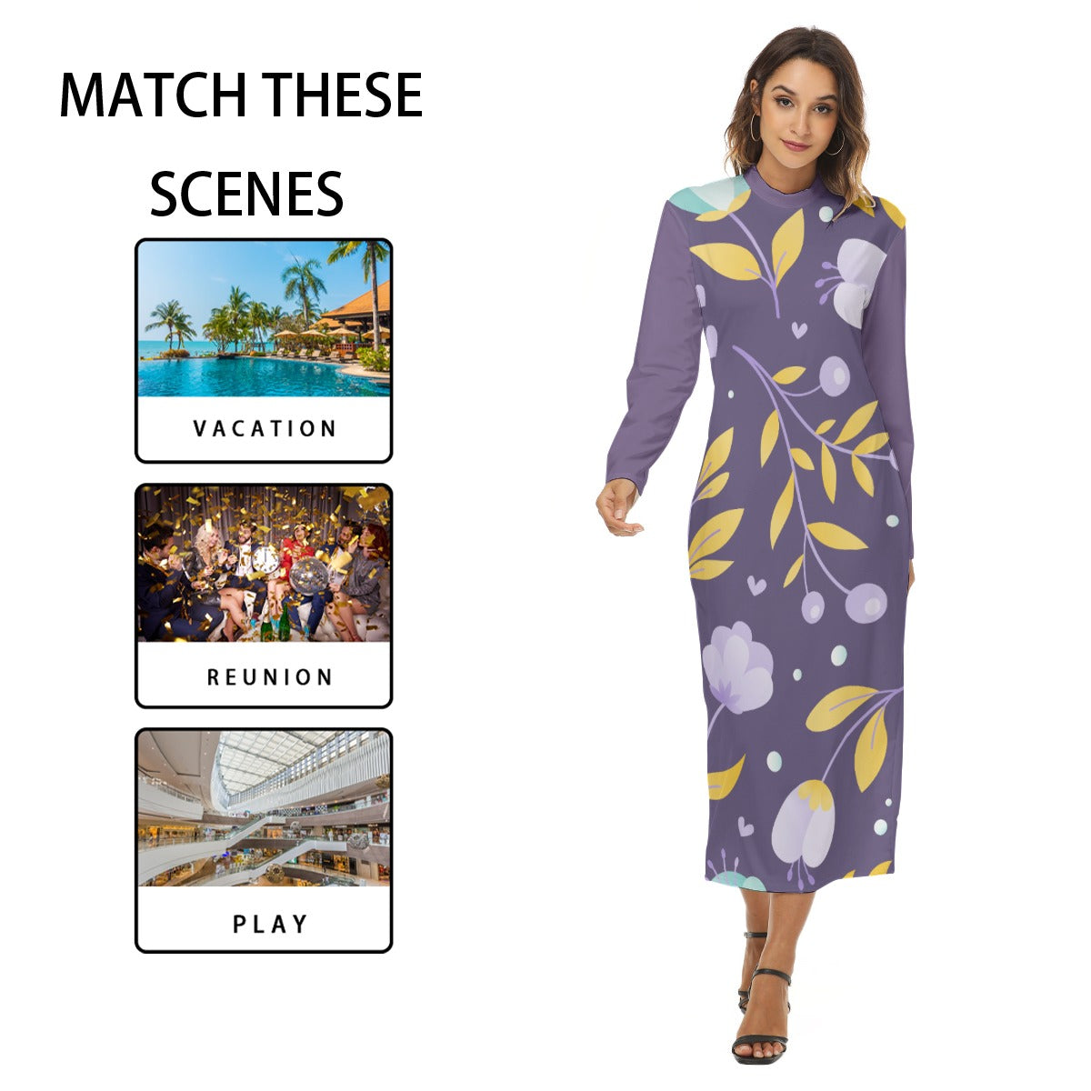 44 Couture Haute Women's Purple Floral Hip Dress