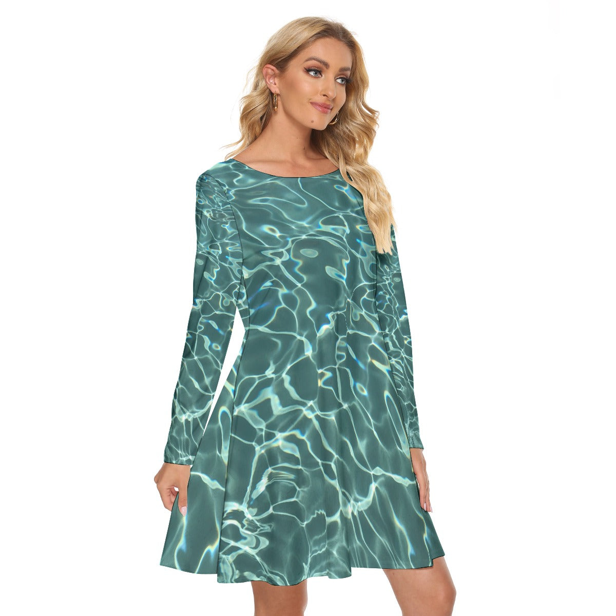 59 Couture Haute Women's Green Printed Crew Neck Dress