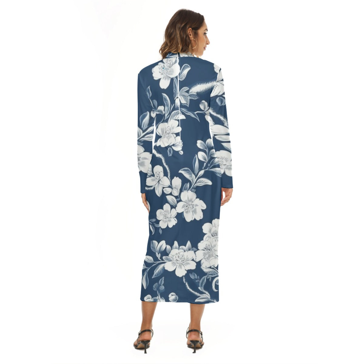 23 Couture Haute Women's Blue Floral Midi Hip Dress