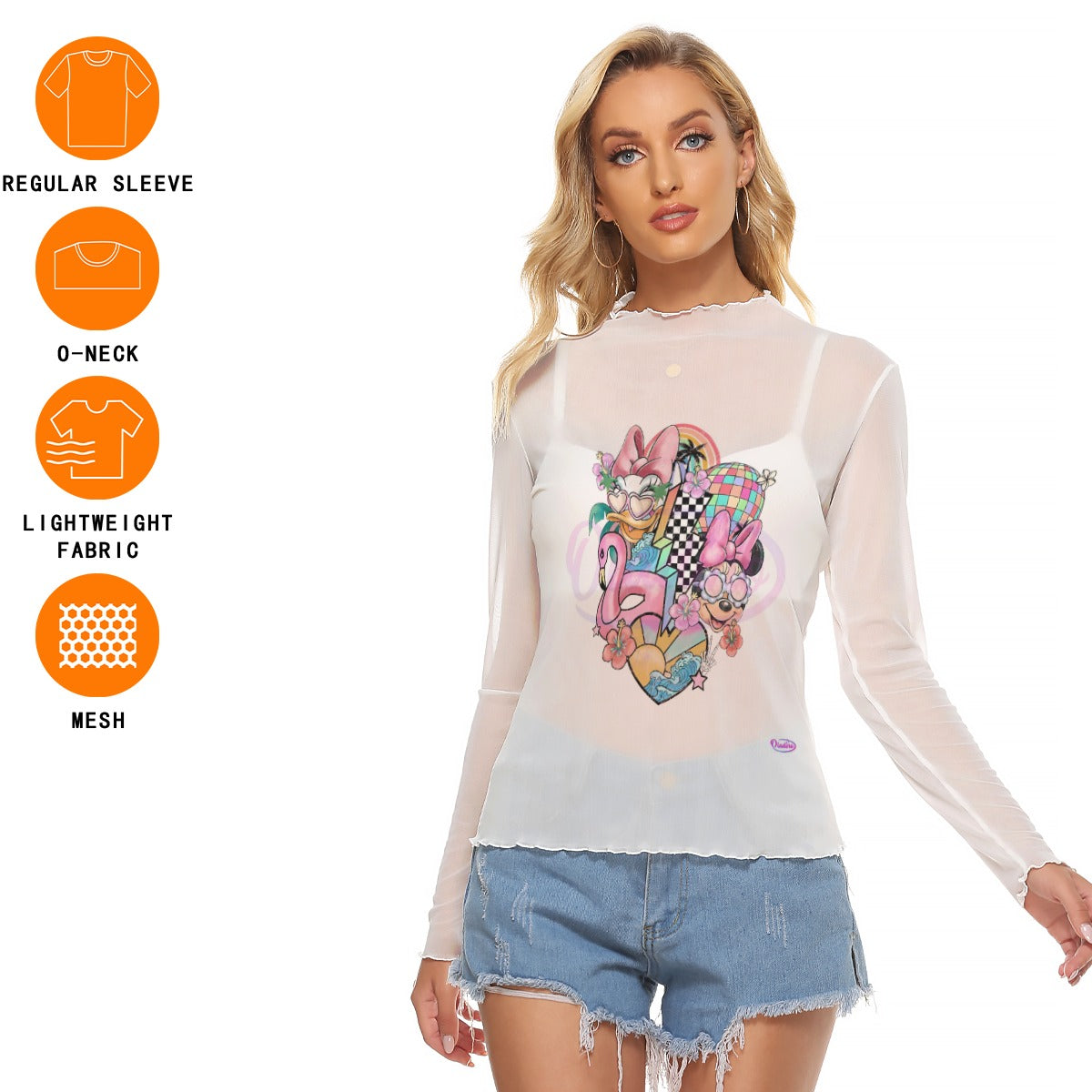 09 Couture Haute Women's Minnie Mouse & Daisy Duck Mesh T-shirt