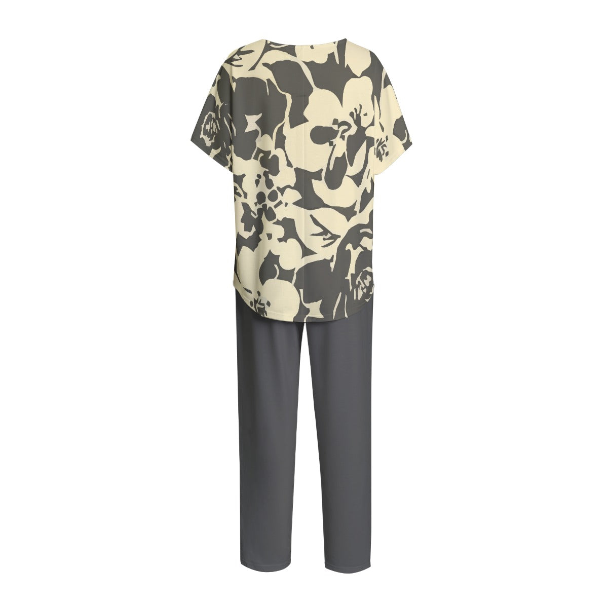 66 Couture Haute Women's Beige Floral Wing Sleeve Trousers Set