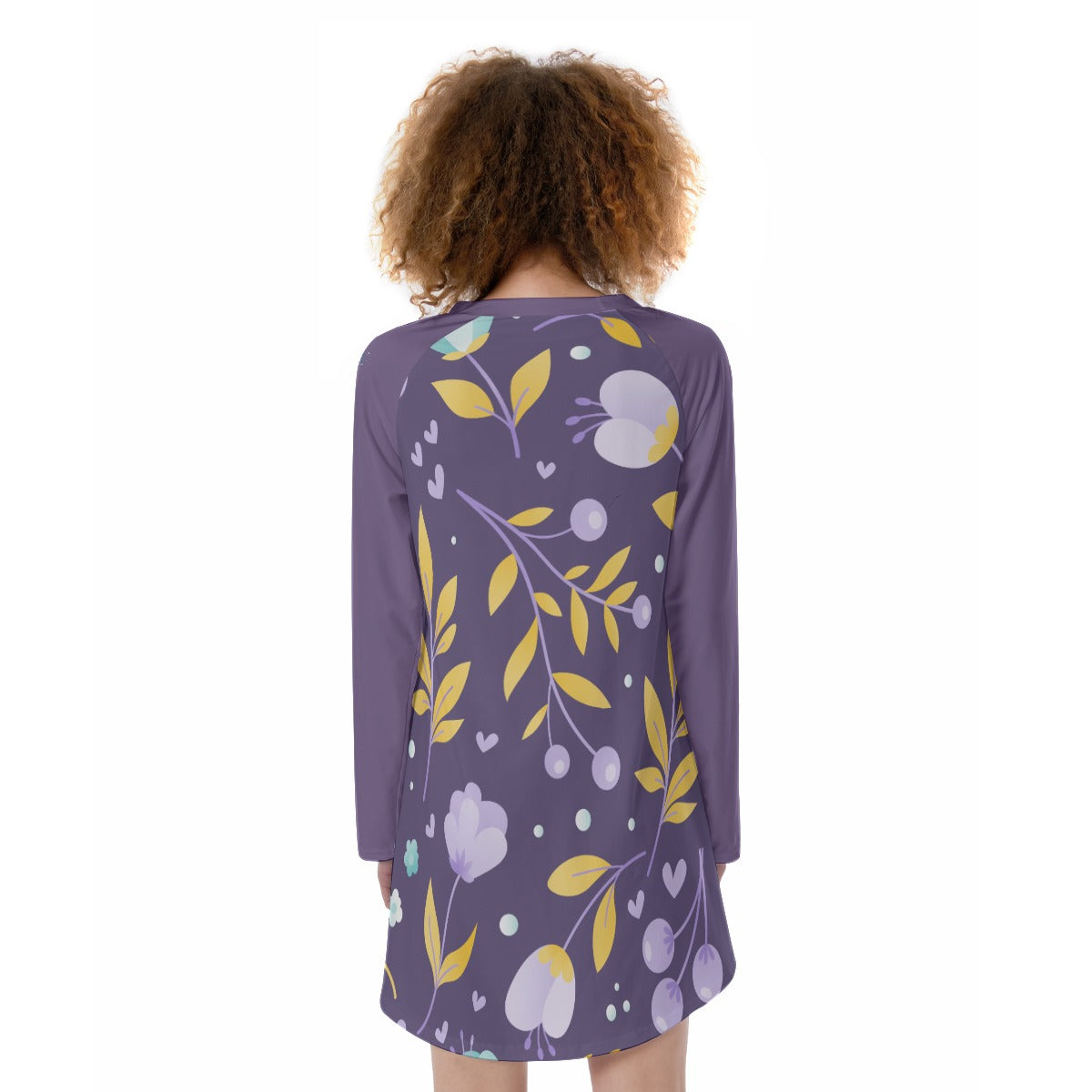 43 Couture Haute Women's Purple Floral Raglan Sleeve Dress