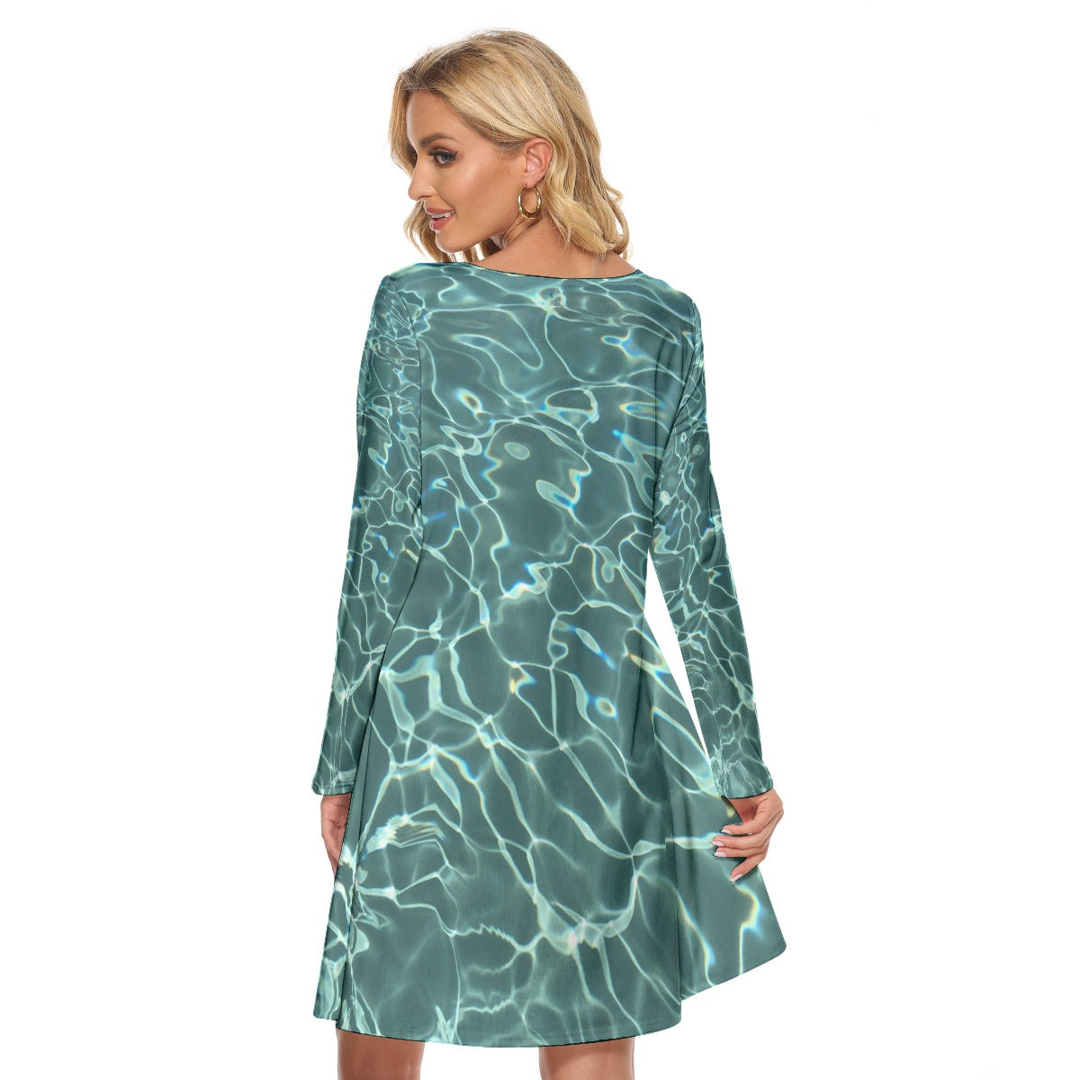 59 Couture Haute Women's Green Printed Crew Neck Dress