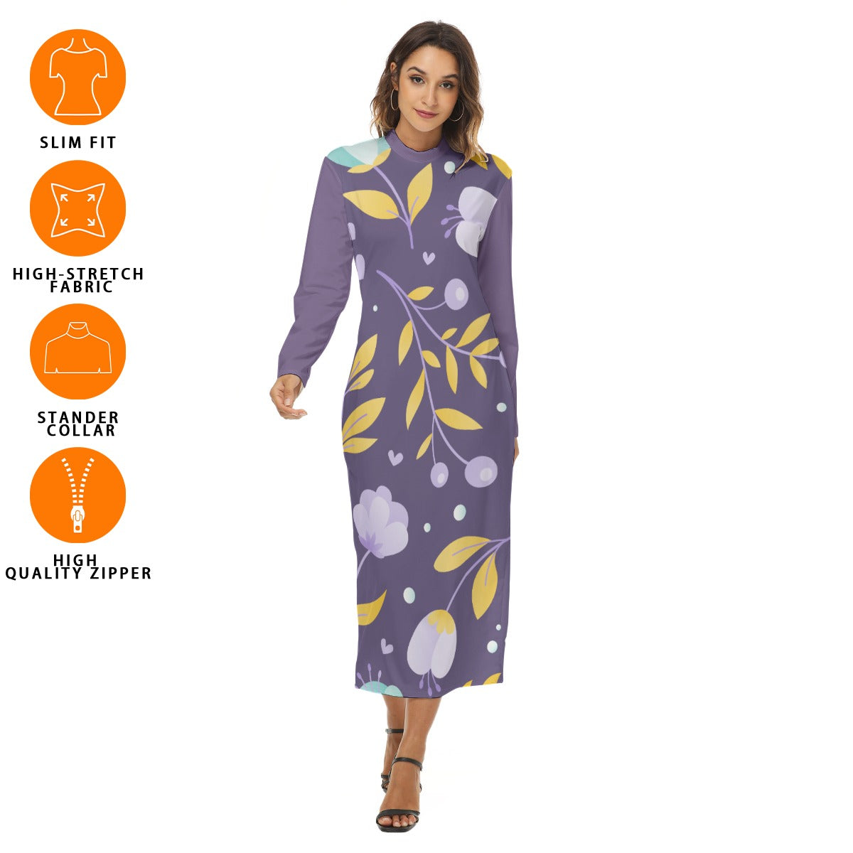44 Couture Haute Women's Purple Floral Hip Dress