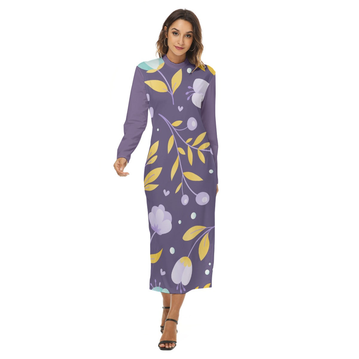44 Couture Haute Women's Purple Floral Hip Dress