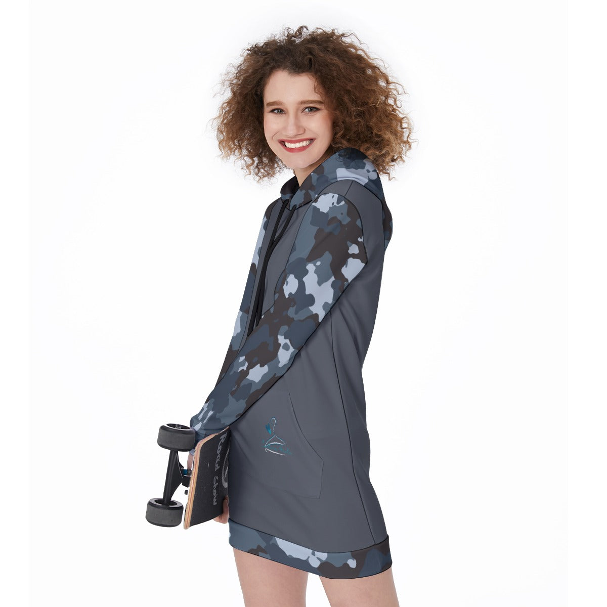 02 Couture Haute Women's Blue Camouflage Long Hoodie