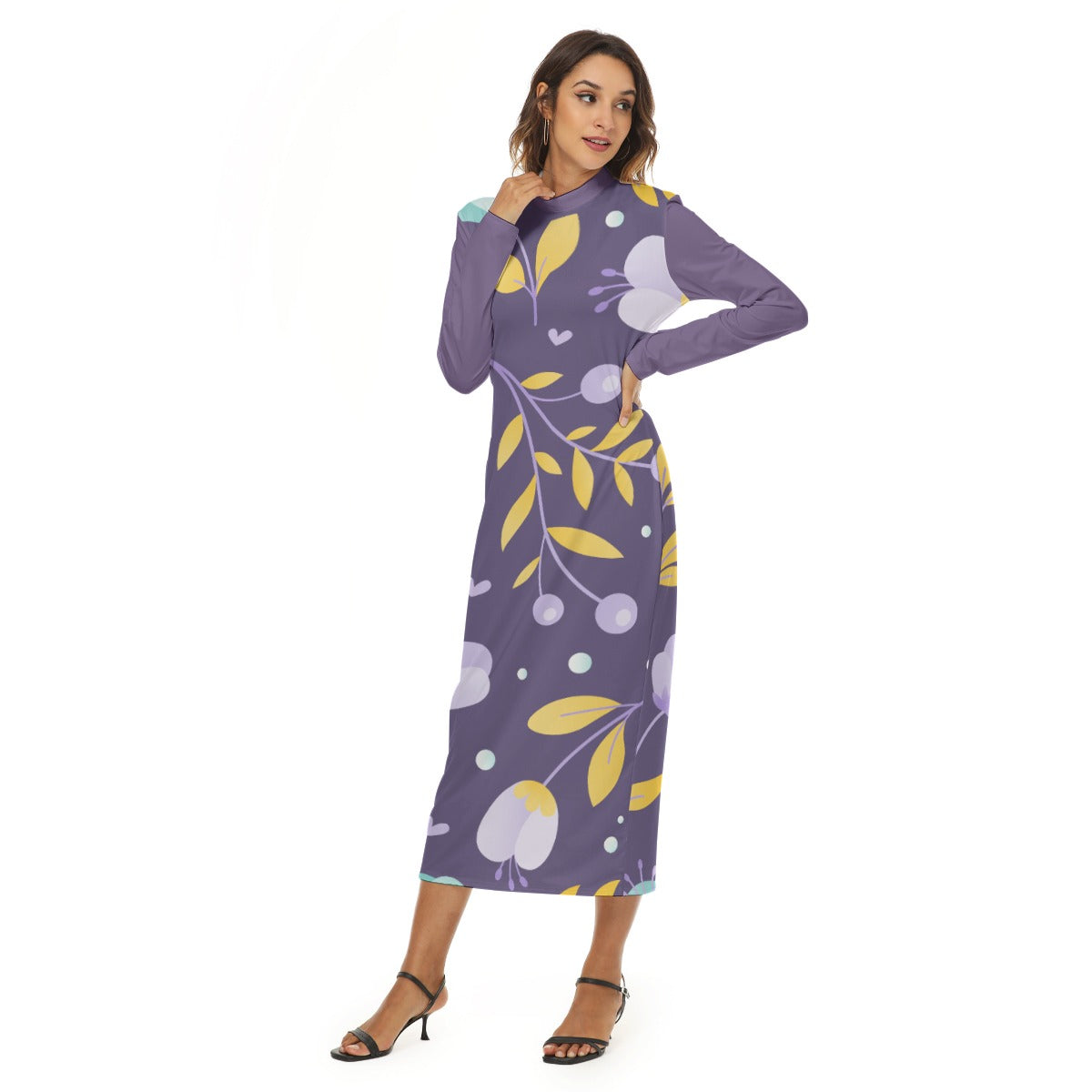 44 Couture Haute Women's Purple Floral Hip Dress