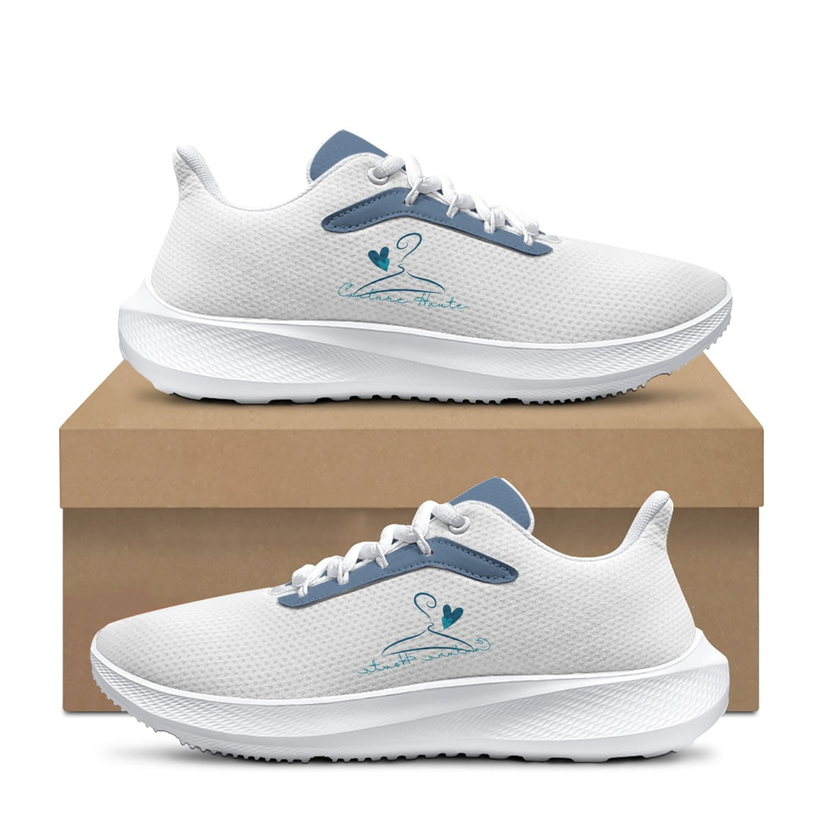 104 Couture Haute Women's White Blue Road Running Shoes