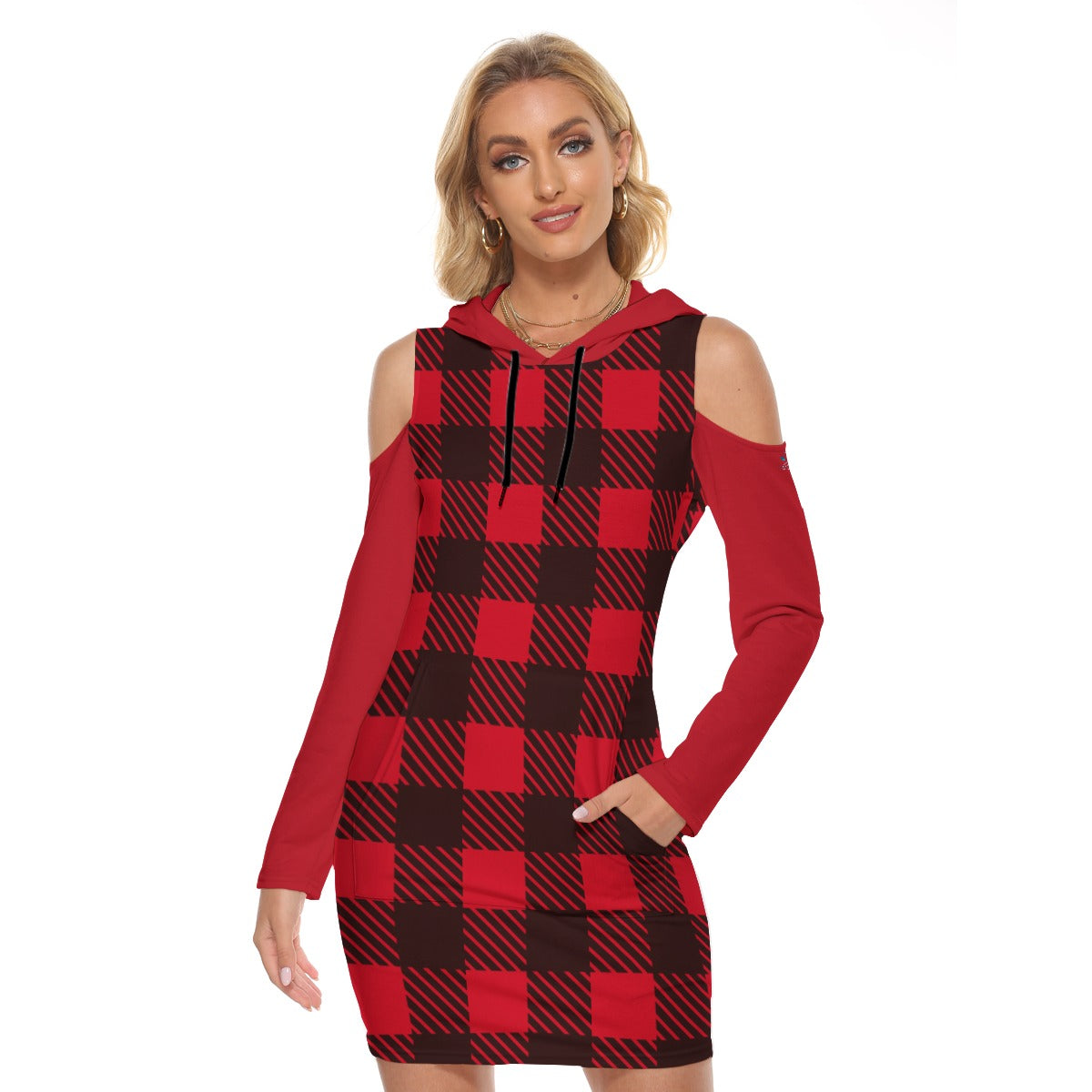 57 Couture Haute Women's Red Plaid Tight Dress