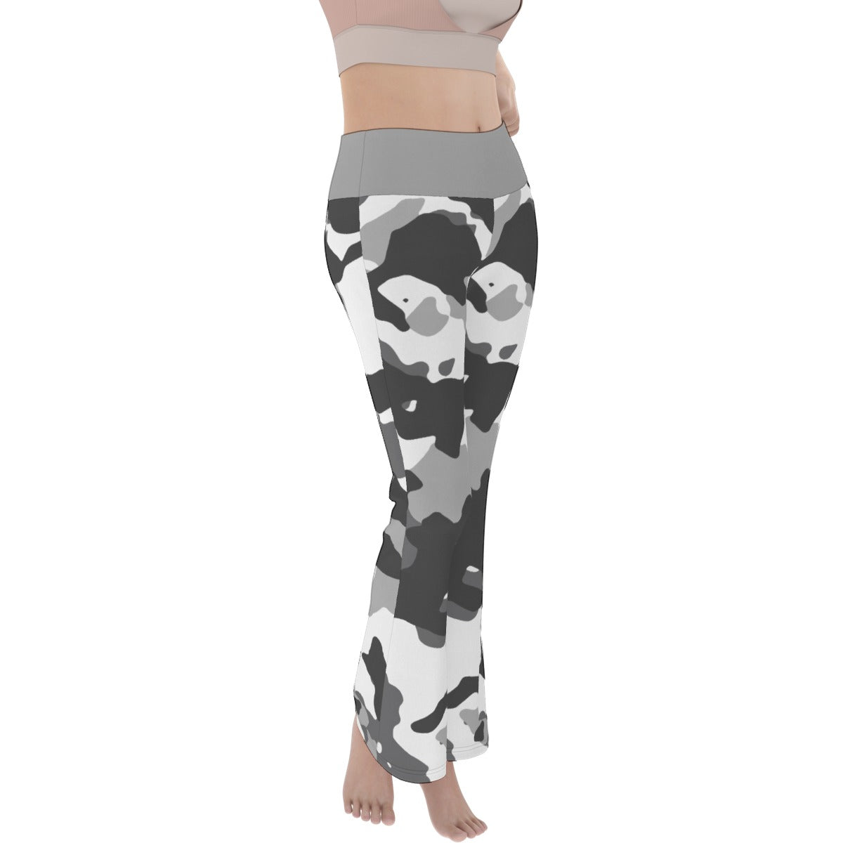 49 Couture Haute Women's Black Camouflage Flare Yoga Pants