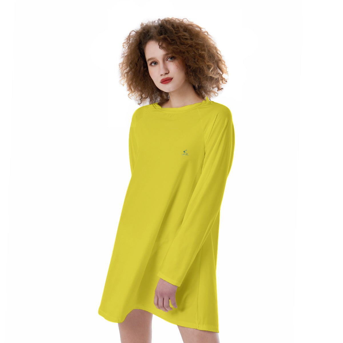 14 Couture Haute Women's Yellow Raglan Sleeve Dress