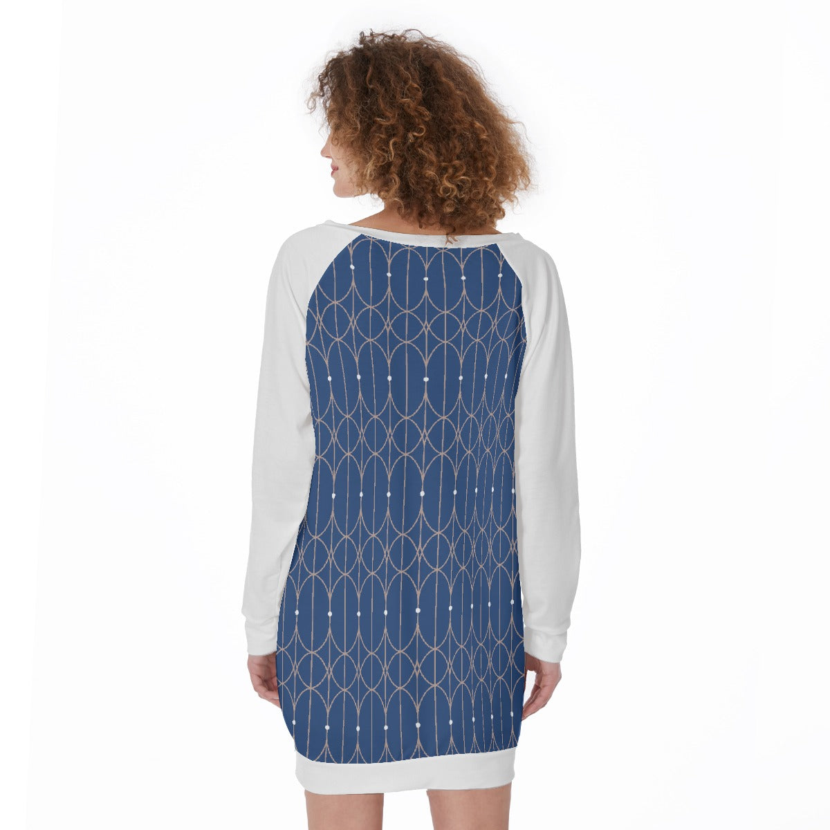 65 Couture Haute Women's Blue Pattern Lace-Up Sweatshirt