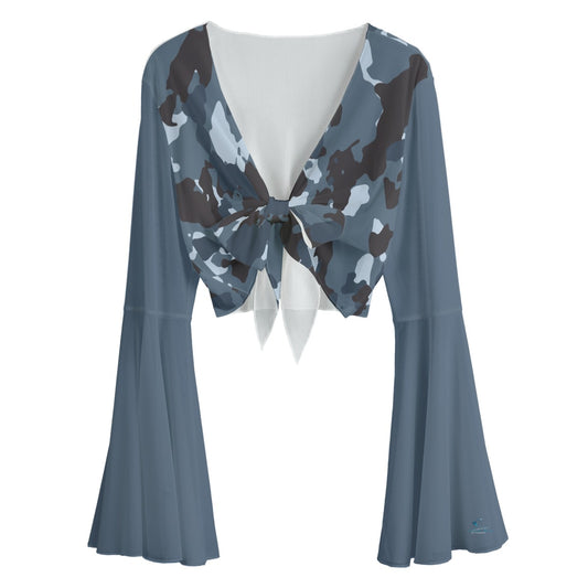 26 Couture Haute Women's Blue Camouflage Blouse