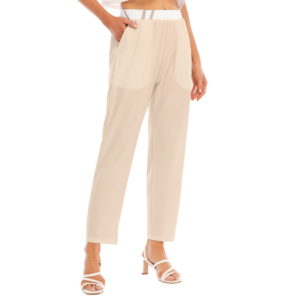 90 Couture Haute Women's Biege Loose Straight-leg Pants