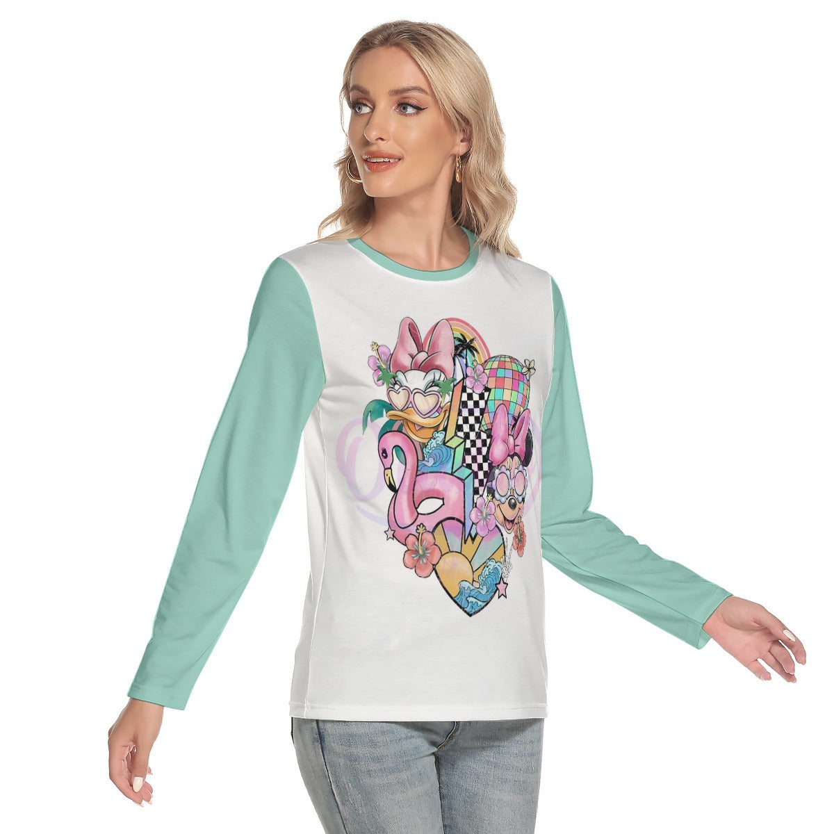 10 Couture Haute Women's Minnie Mouse & Daisy Duck O-neck Long Sleeve T-shirt