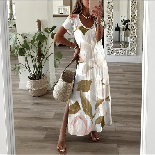 119 Couture Haute Branded Women's Long White  Floral Dress