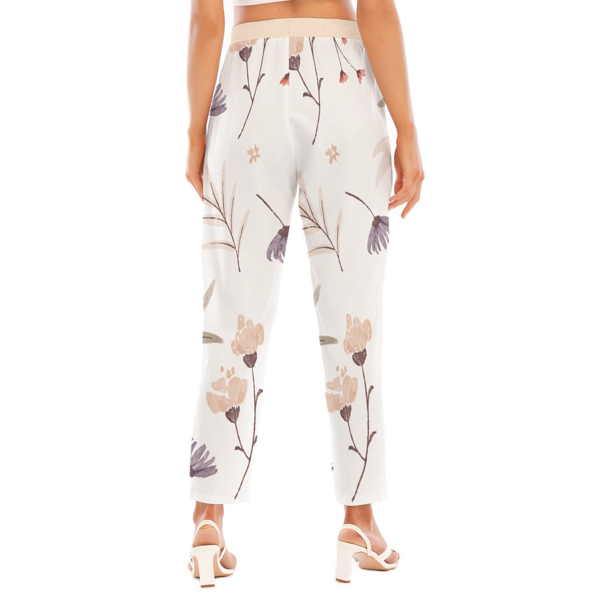 91 Couture Haute Women's Beige Floral Loose Straight-leg Pants