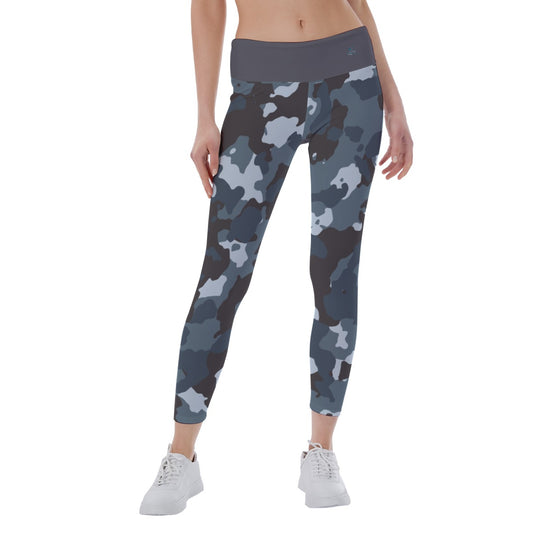 61 Couture Haute Women's Blue Camouflage Yoga Leggings