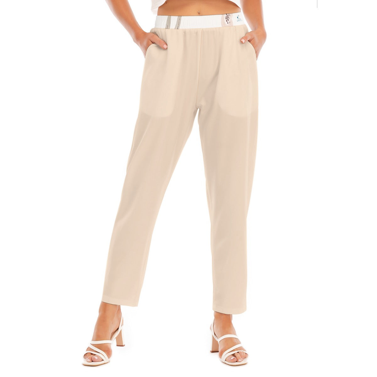 90 Couture Haute Women's Biege Loose Straight-leg Pants