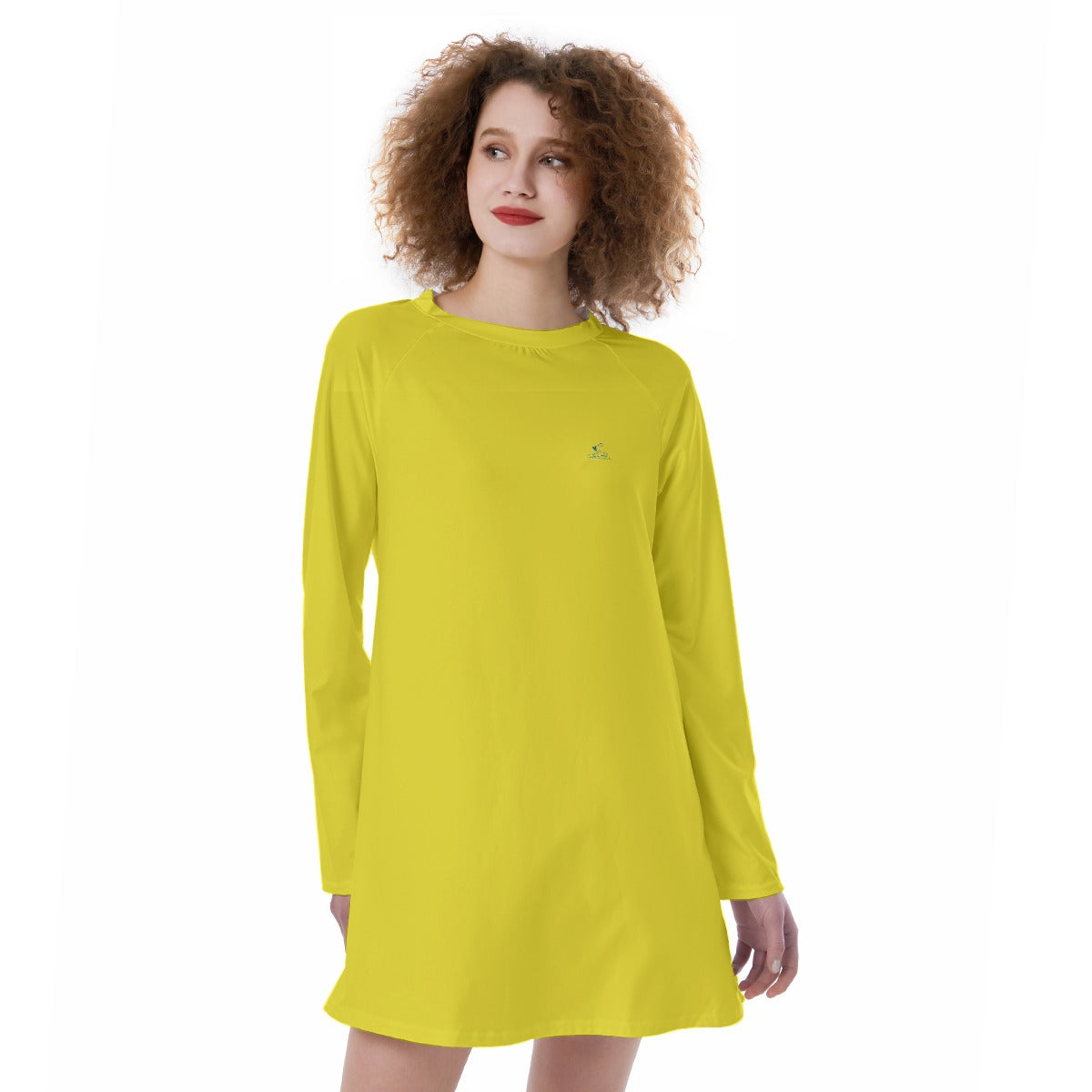 14 Couture Haute Women's Yellow Raglan Sleeve Dress