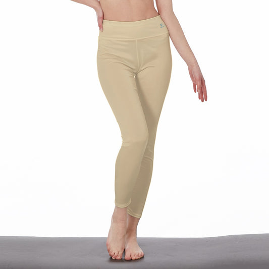 83 Couture Haute Women's Beige High Waist Leggings | Side Stitch Closure