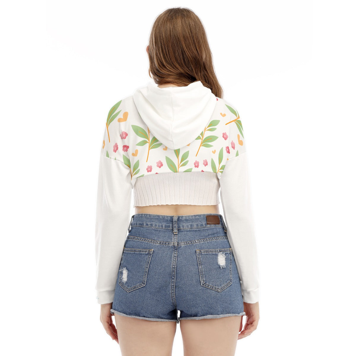 37 Couture Haute Women's Floral Smock Short Hoodie With Long Sleeve